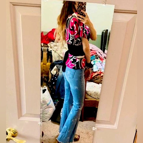 Rampage Pink Funky Boho Belted Caftan Top - Picture 8 of 10